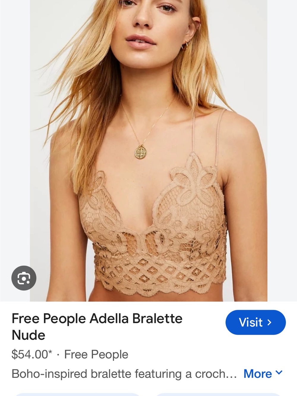Free People Adella Bralette Nude size s